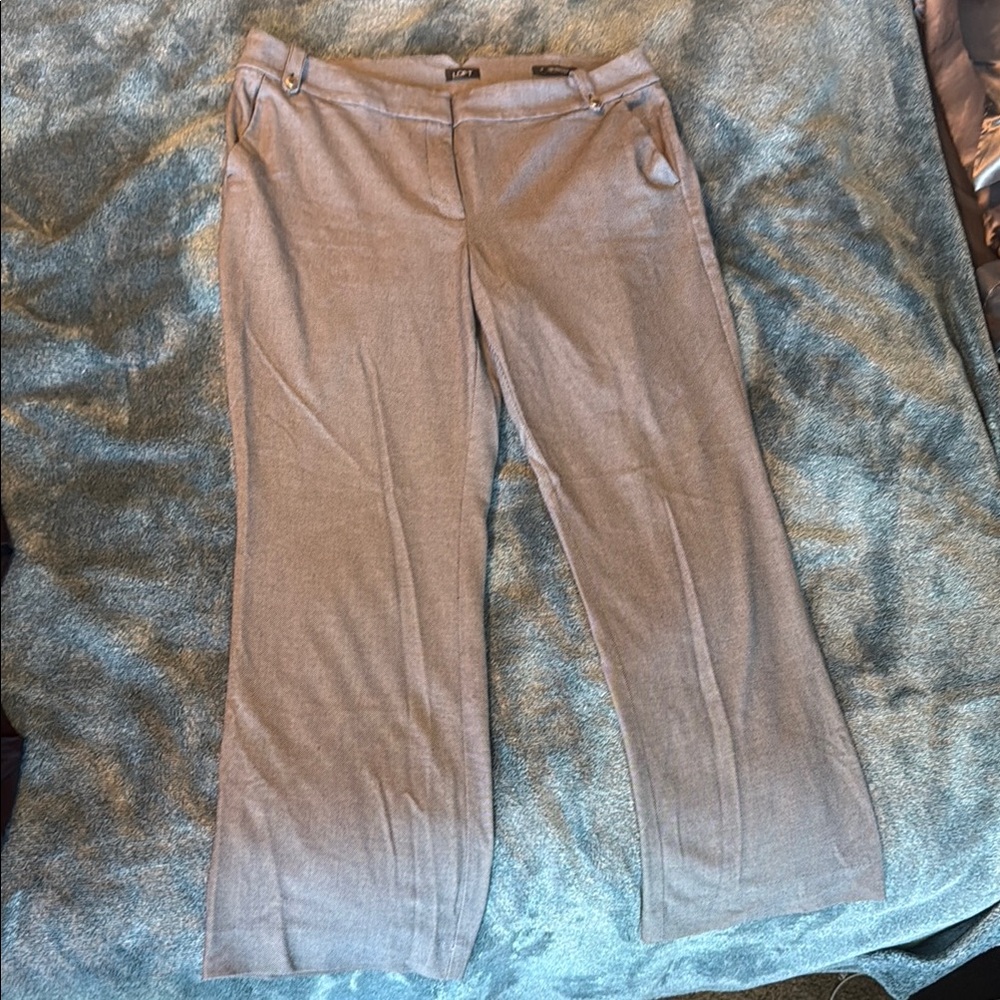 LOFT Wide Leg Pants in Light Gray